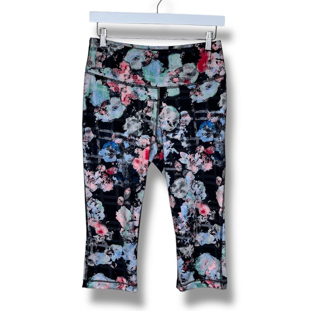 Zelos Cropped Floral Athletic Leggings Multicolor Women Size Medium Activewear